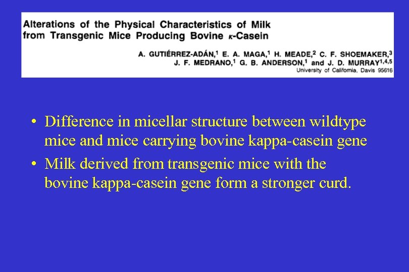  • Difference in micellar structure between wildtype mice and mice carrying bovine kappa-casein