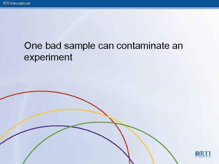 RTI International One bad sample can contaminate an experiment 