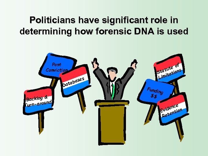 Politicians have significant role in determining how forensic DNA is used Post Conviction es