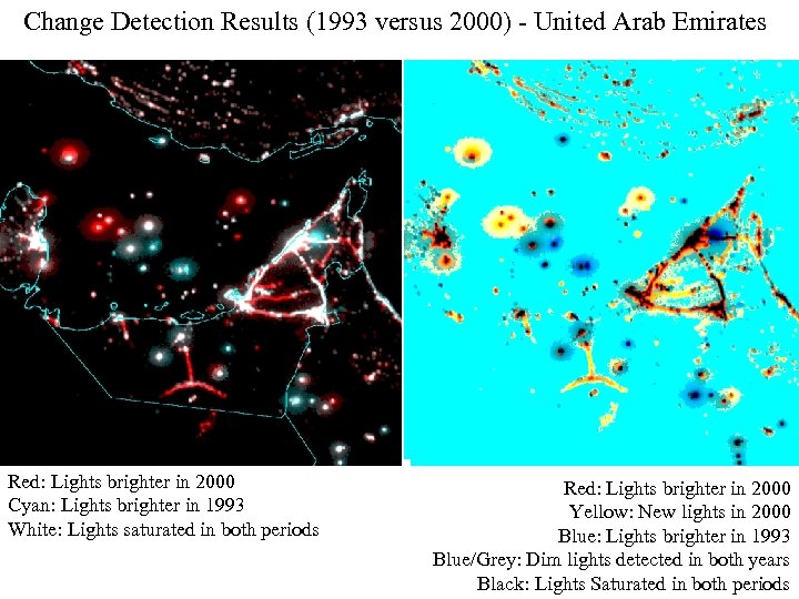 Change Detection Results (1993 versus 2000) - United Arab Emirates Red: Lights brighter in