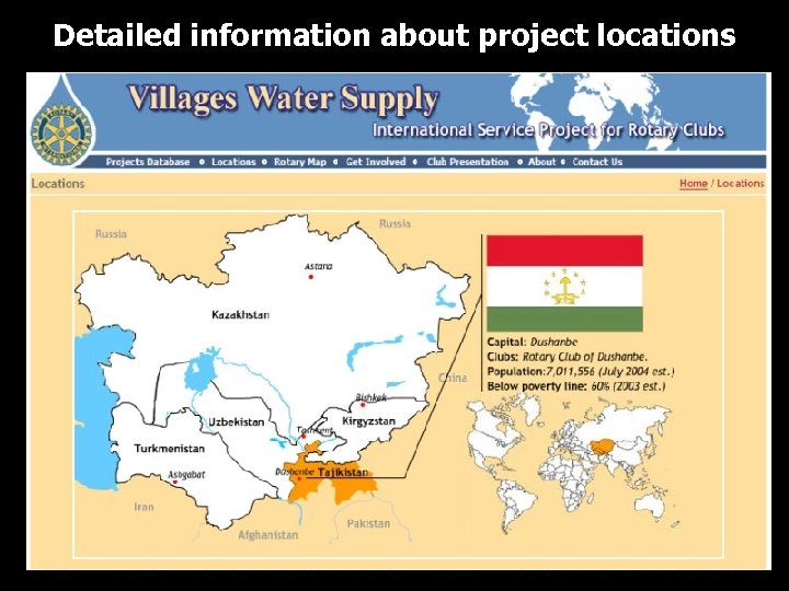 Detailed information about project locations 