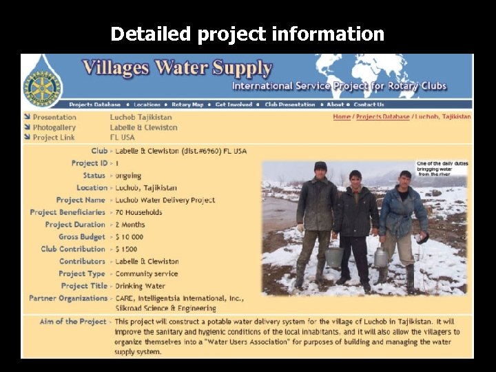 Detailed project information 