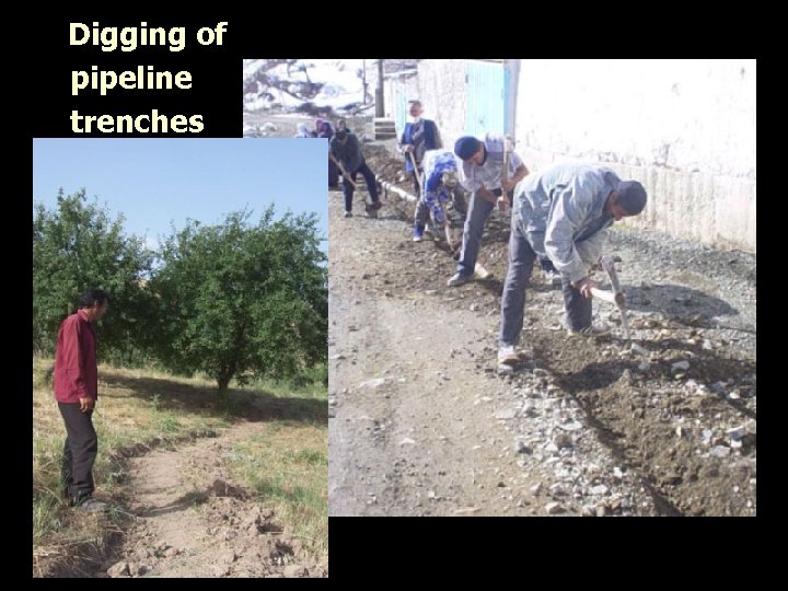 Digging of pipeline trenches 