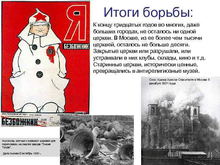 Итоги борьбы: К концу тридцатых годов во многих, даже больших городах, не осталось ни