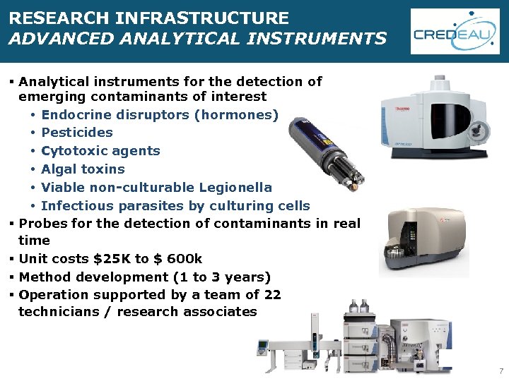 RESEARCH INFRASTRUCTURE ADVANCED ANALYTICAL INSTRUMENTS § Analytical instruments for the detection of emerging contaminants