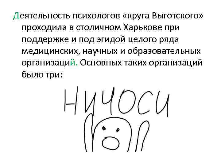 Деятельность психологов «круга Выготского» проходила в столичном Харькове при поддержке и под эгидой целого