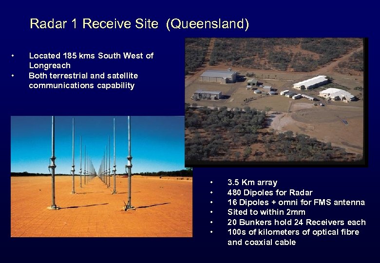 Radar 1 Receive Site (Queensland) • • Located 185 kms South West of Longreach