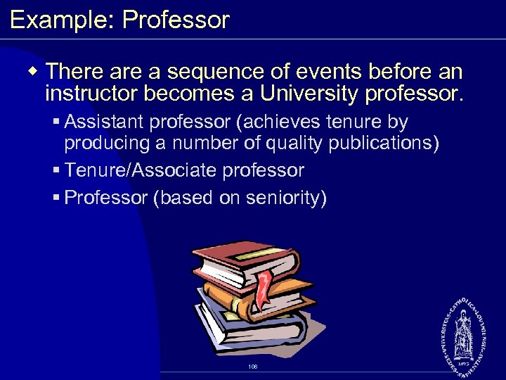 Example: Professor w There a sequence of events before an instructor becomes a University