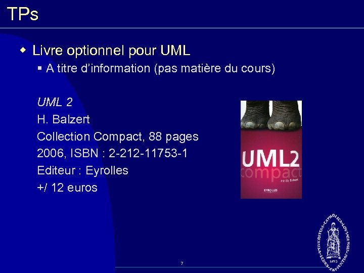 TPs w Livre optionnel pour UML § A titre d’information (pas matière du cours)