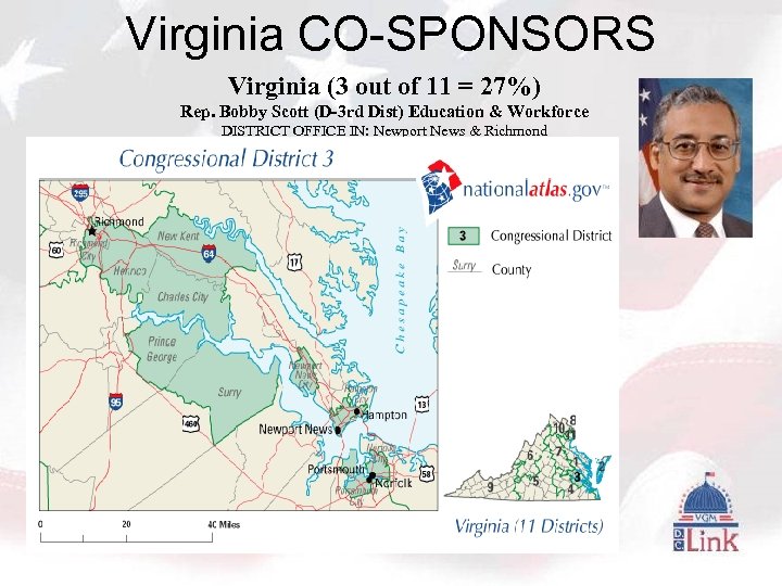 Virginia CO-SPONSORS Virginia (3 out of 11 = 27%) Rep. Bobby Scott (D-3 rd