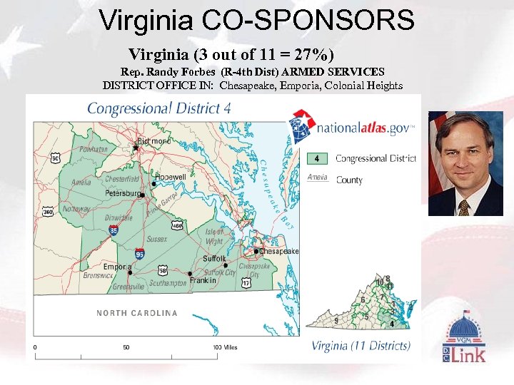 Virginia CO-SPONSORS Virginia (3 out of 11 = 27%) Rep. Randy Forbes (R-4 th