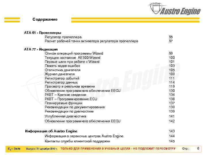 Содержание ATA 61 - Пропеллеры Регулятор пропеллера Расчет рабочей точки активатора регулятора пропеллера 95