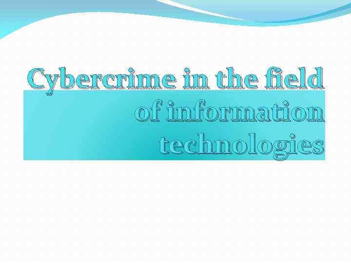 Cybercrime in the field of information technologies 