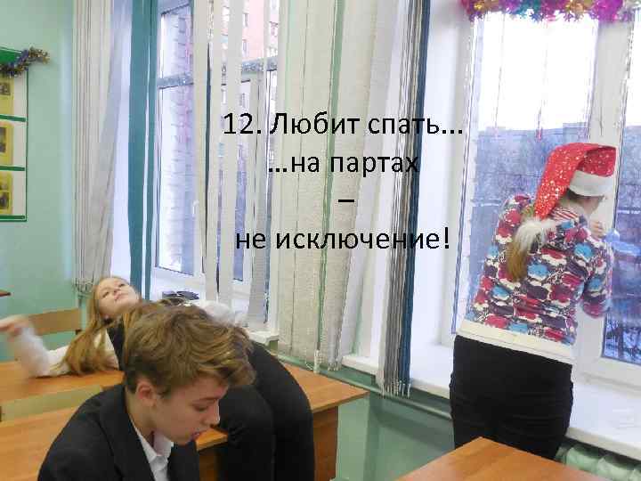 12. Любит спать. . . …на партах – не исключение! 