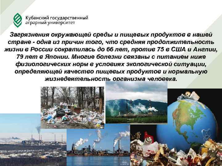 Загрязнения окружающей среды и пищевых продуктов в нашей стране - одна из причин того,