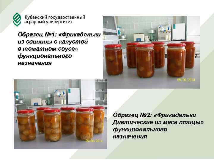 Образец № 1: «Фрикадельки из свинины с капустой в томатном соусе» функционального назначения Образец