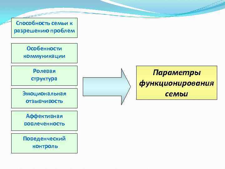 Способность семьи к разрешению проблем Особенности коммуникации Ролевая структура Эмоциональная отзывчивость Аффективная вовлеченность Поведенческий