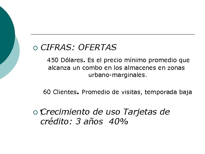 CIFRAS: OFERTAS 450 Dólares. Es el precio mínimo promedio que ¡ alcanza un combo