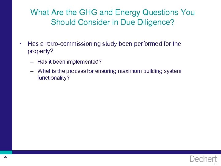 What Are the GHG and Energy Questions You Should Consider in Due Diligence? •