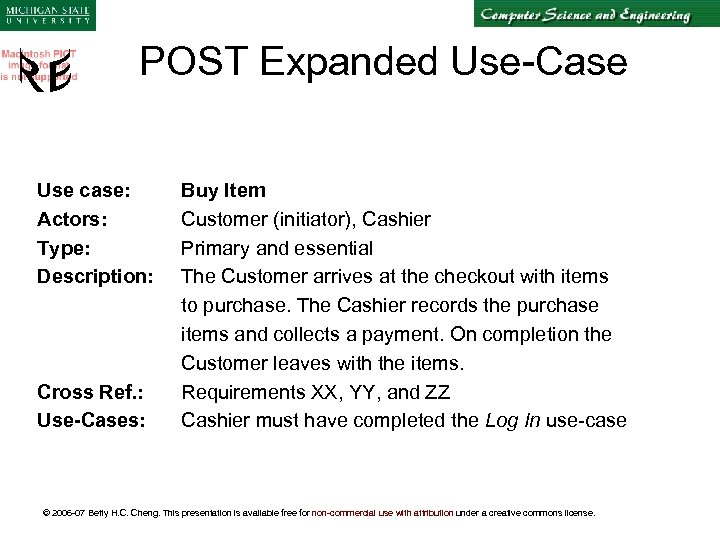 POST Expanded Use-Case Use case: Actors: Type: Description: Cross Ref. : Use-Cases: Buy Item