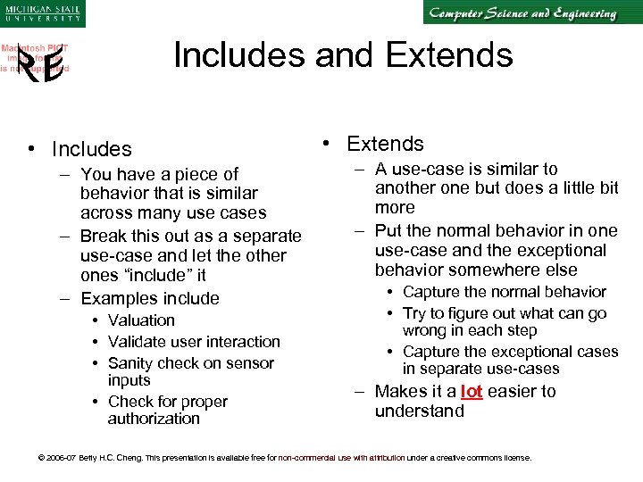 Includes and Extends • Includes – You have a piece of behavior that is