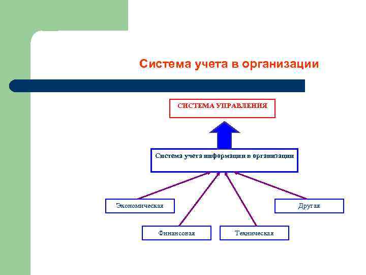 Система учета в организации СИСТЕМА УПРАВЛЕНИЯ Система учета информации в организации Экономическая Финансовая Другая