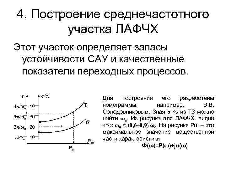 4. Построение среднечастотного участка ЛАФЧХ Этот участок определяет запасы устойчивости САУ и качественные показатели