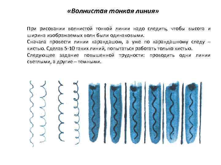  «Волнистая тонкая линия» При рисовании волнистой тонкой линии надо следить, чтобы высота и