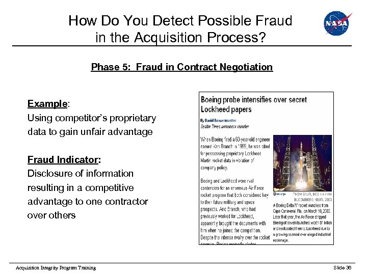 How Do You Detect Possible Fraud in the Acquisition Process? Phase 5: Fraud in