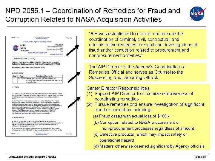 NPD 2086. 1 – Coordination of Remedies for Fraud and Corruption Related to NASA