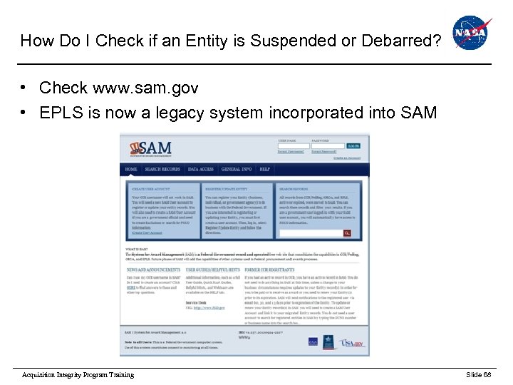 How Do I Check if an Entity is Suspended or Debarred? • Check www.