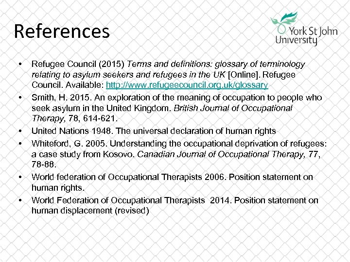 References • • • Refugee Council (2015) Terms and definitions: glossary of terminology relating