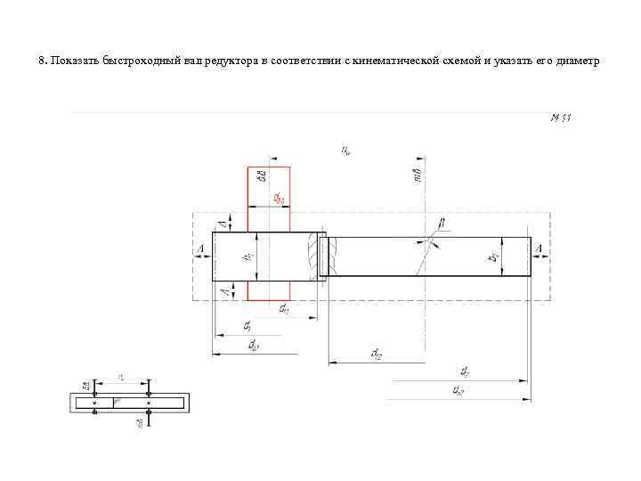 Расчетная схема быстроходного вала конического редуктора