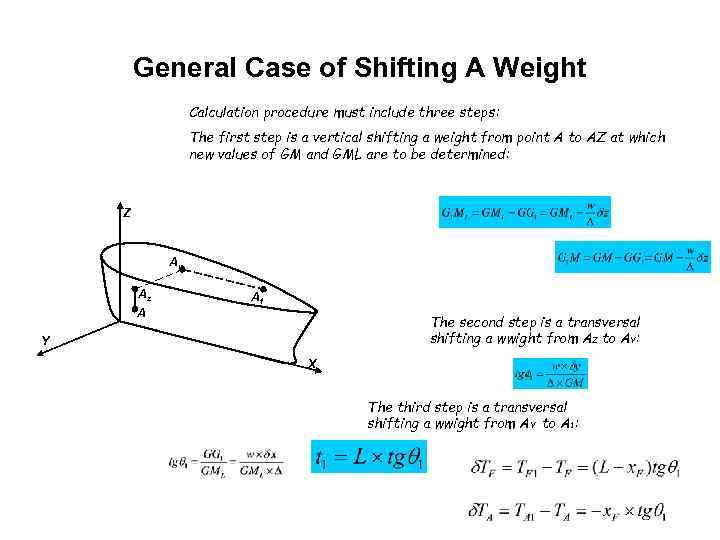 General Case of Shifting A Weight Сalculation procedure must include three steps: The first