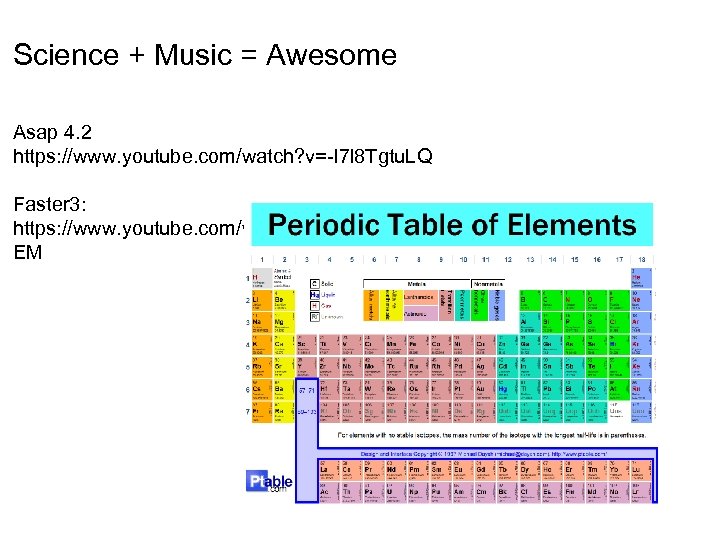 Science + Music = Awesome Asap 4. 2 https: //www. youtube. com/watch? v=-I 7