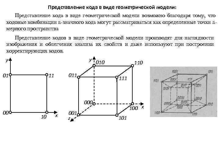 Представление кода в виде геометрической модели: Представление кода в виде геометрической модели возможно благодаря
