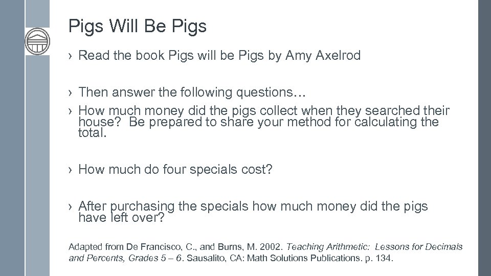 Pigs Will Be Pigs › Read the book Pigs will be Pigs by Amy