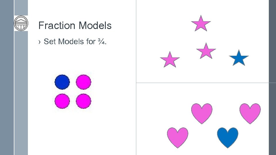 Fraction Models › Set Models for ¾. 