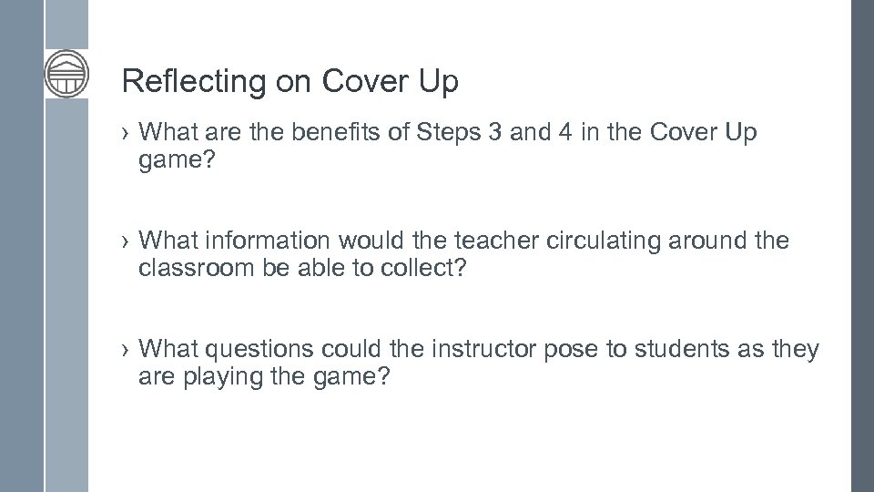 Reflecting on Cover Up › What are the benefits of Steps 3 and 4