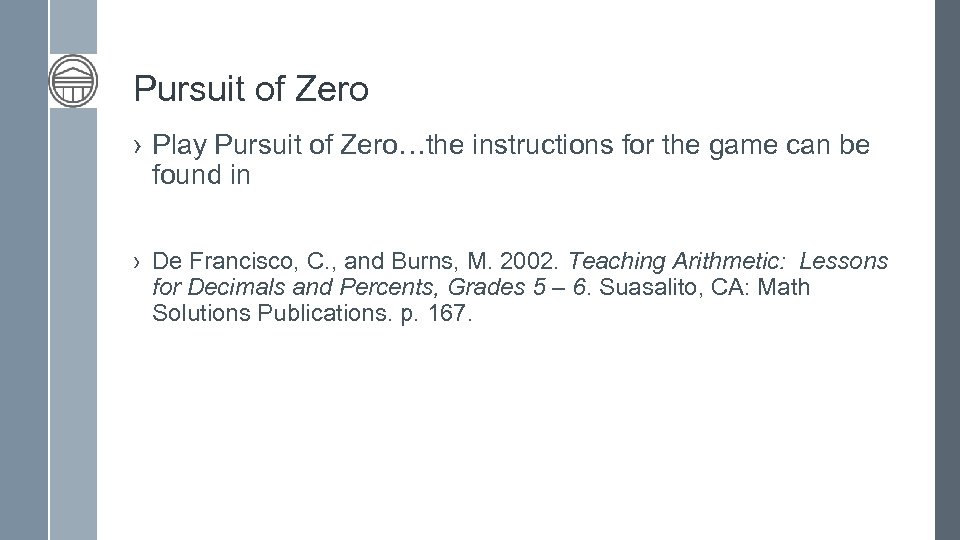 Pursuit of Zero › Play Pursuit of Zero…the instructions for the game can be