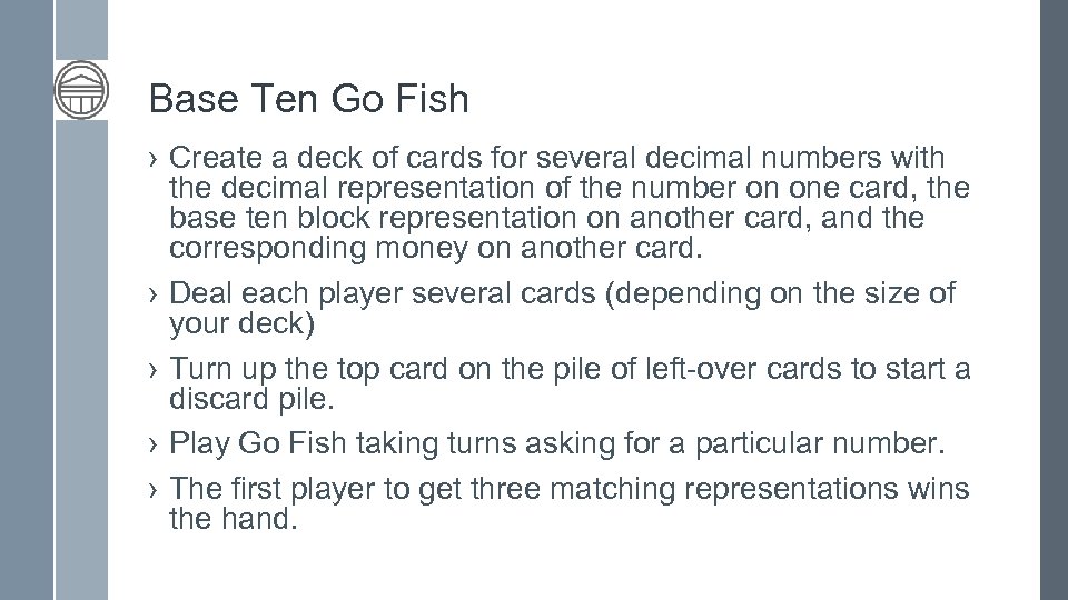 Base Ten Go Fish › Create a deck of cards for several decimal numbers