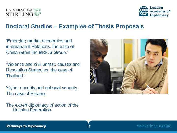Doctoral Studies – Examples of Thesis Proposals ‘Emerging market economies and international Relations: the