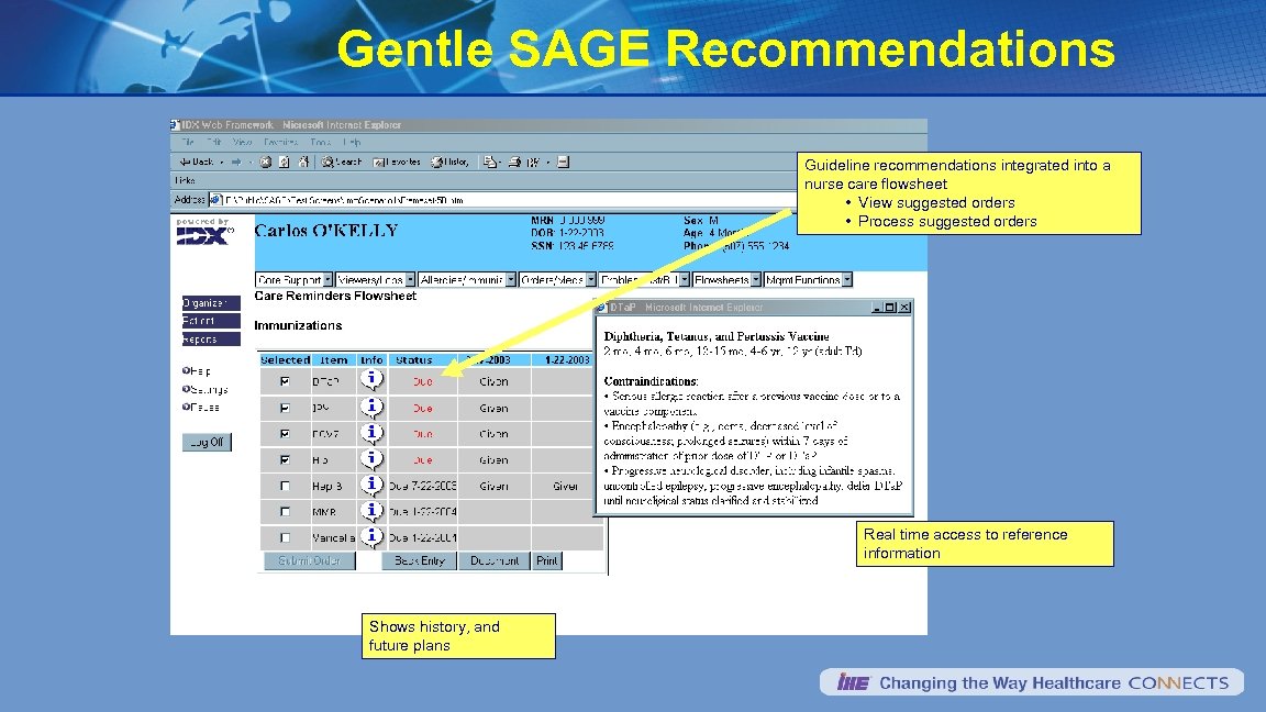 Gentle SAGE Recommendations Guideline recommendations integrated into a nurse care flowsheet • View suggested