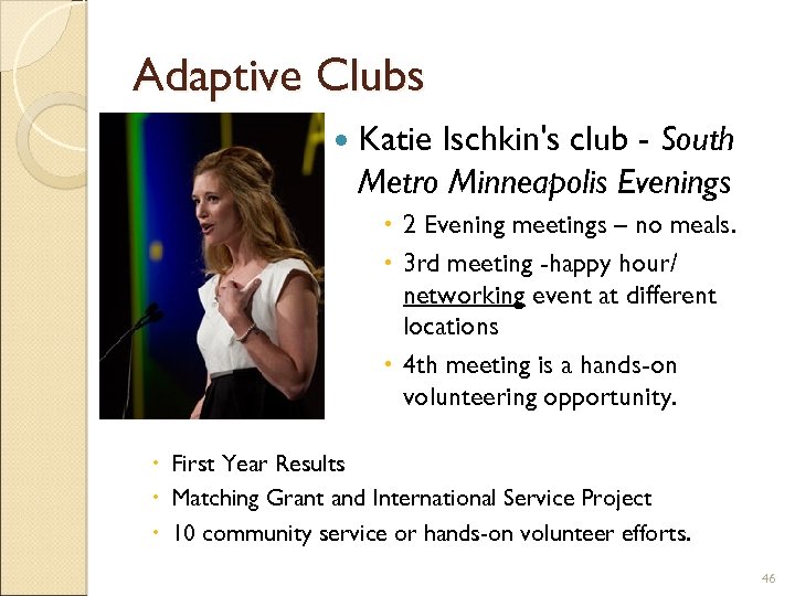 Adaptive Clubs Katie Ischkin's club - South Metro Minneapolis Evenings 2 Evening meetings –