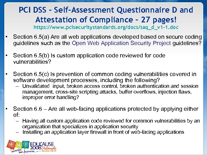 PCI DSS – Self-Assessment Questionnaire D and Attestation of Compliance – 27 pages! https: