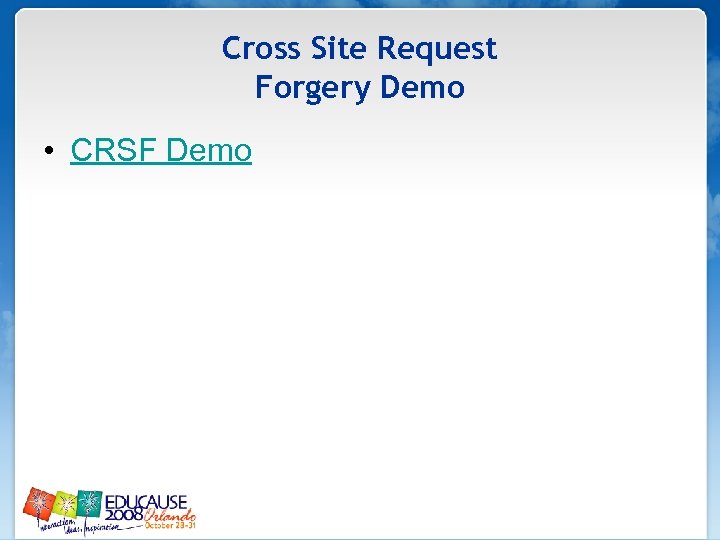 Cross Site Request Forgery Demo • CRSF Demo 