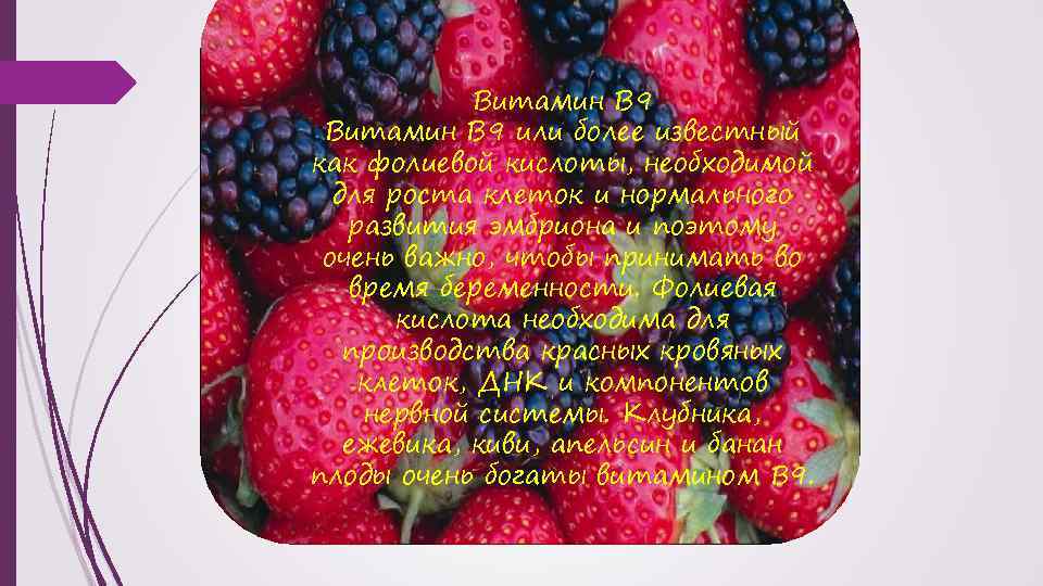 Витамин В 9 или более известный как фолиевой кислоты, необходимой для роста клеток и