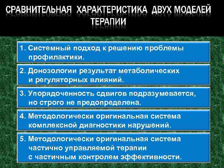 1. Системный подход к решению проблемы профилактики. 2. Донозологии результат метаболических и регуляторных влияний.