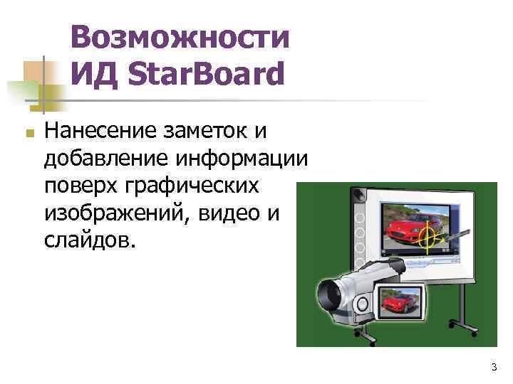 Возможности ИД Star. Board n Нанесение заметок и добавление информации поверх графических изображений, видео