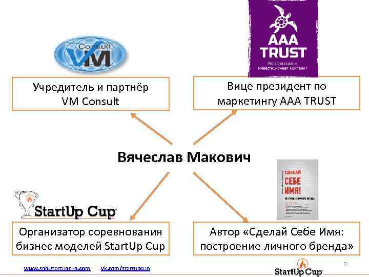 Учредитель и партнёр VM Consult Вице президент по маркетингу AAA TRUST Вячеслав Макович Организатор